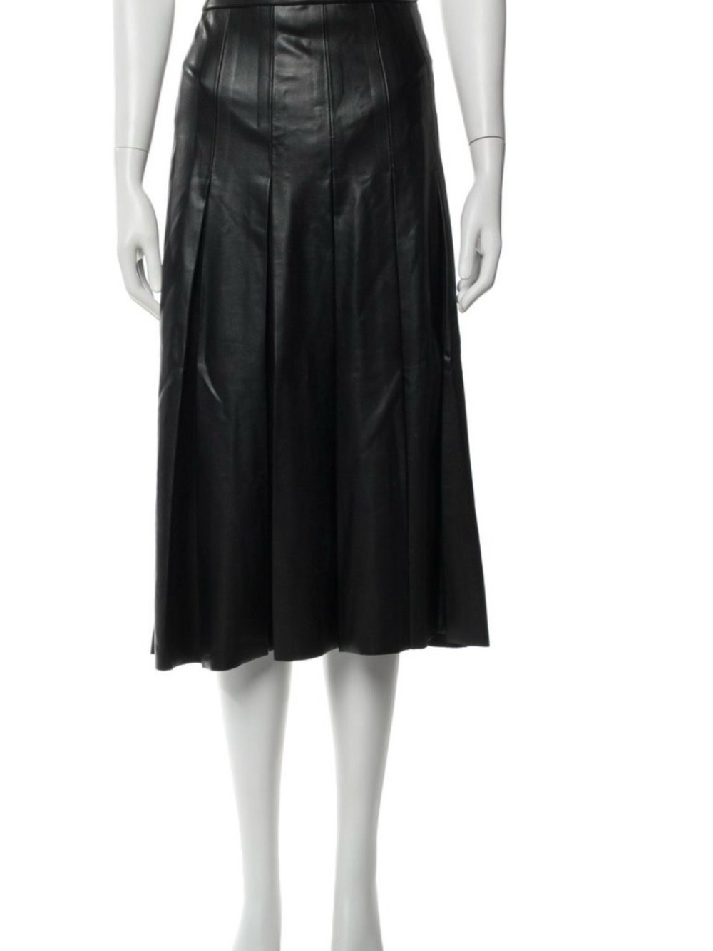 Veronica Beard Black Faux Leather Panel Midi Skirt